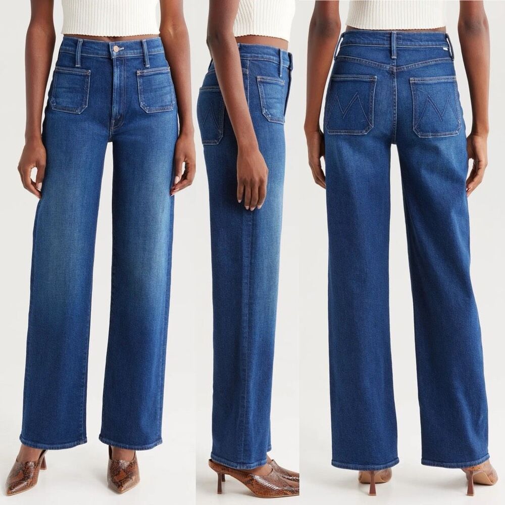 MOTHER Rambler Zip Sneak Patch Pocket Straight Leg Jeans NWOT Size 25